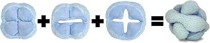 Glory To Dog Blue Snuffle Knot Interactive Dog Toy 4” Puzzle Ball with 8 Squeakers & Crinkle – Treat Hiding Enrichment Toy for Puppy & Small Breed Dogs – Durable Plush Sensory Play & Stimulation