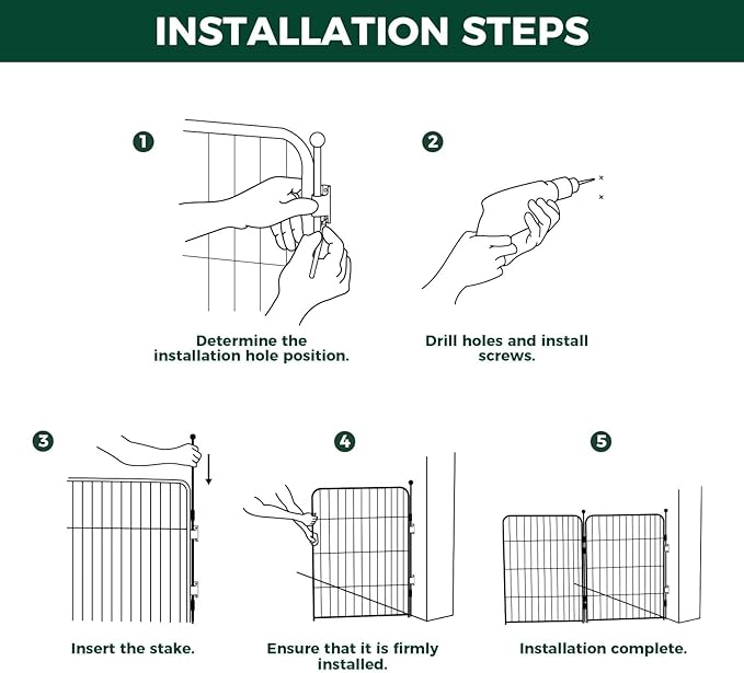 FXW Homeplus Unleashed Indoor Dog Playpen - Stress-Free and Safe Play, Heavy Duty 40 Inch 8 Panels with Fence-to-Wall Anchor (Pack of 4) for Medium and Large Dogs, Black│Patented