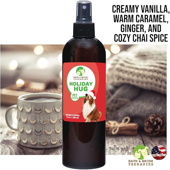 Showseason Animal Products Bath & Brush Therapies® Holiday Hug Pet Cologne for Dogs 12.5 oz. | Dog Perfume Long Lasting, Deodorizing Spray, Made in the USA