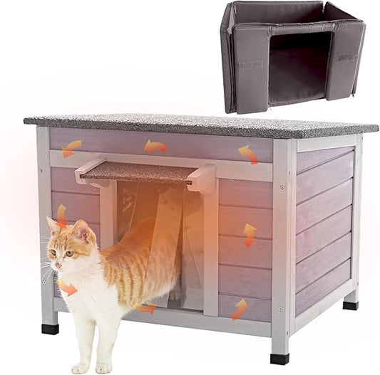 AIVITUVIN Cat House for Outdoor Cats Insulated Feral Kitty Shelter with Warm Liner for Winter Waterproof Samall Animal Cage for Cats,Rabbits,Bunnies,Dogs