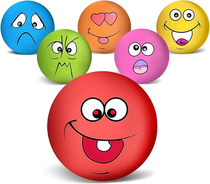 3.14" Squeaky Dog Toys Funny Smile Face Chewing Latex Rubber Soft Fetch Play Interactive Squeaky Dog Balls for Puppy Small Medium Pet Dog (6PCS)