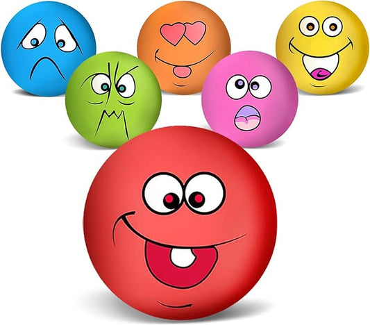3.14" Squeaky Dog Toys Funny Smile Face Chewing Latex Rubber Soft Fetch Play Interactive Squeaky Dog Balls for Puppy Small Medium Pet Dog (6PCS)