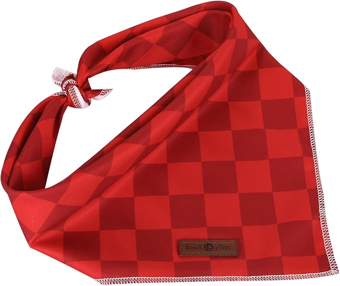 Lionet Paws Christmas Dog Bandana Washable Cotton Handkerchief Scarf Triangle Christmas Red Plaid Dog Bandanas for Medium Large Dogs Girl Boy