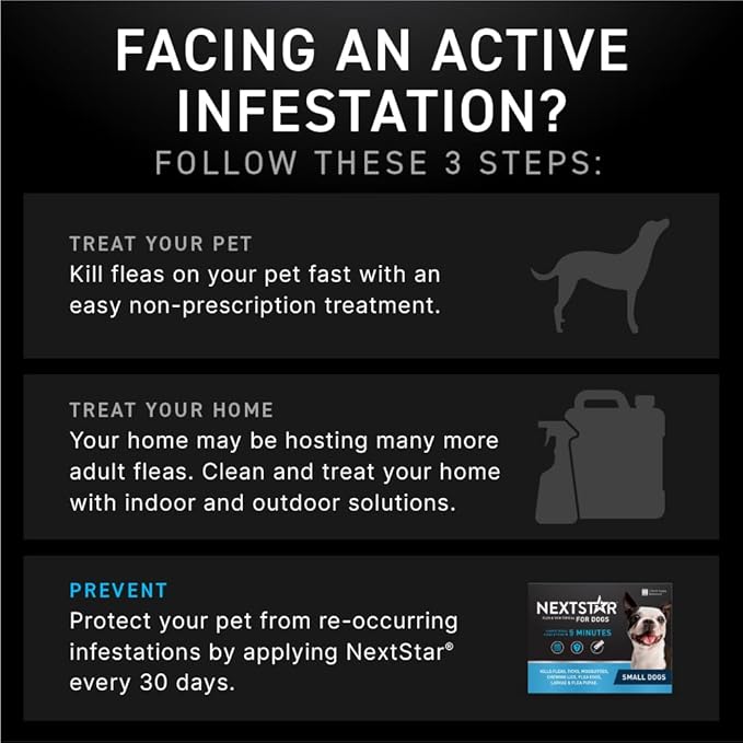 NEXTSTAR Flea and Tick Prevention for Dogs, Repellent & Control, Fast Acting Waterproof Topical Drops, Flea and Tick Prevention for Small Dogs, 6 Monthly Doses