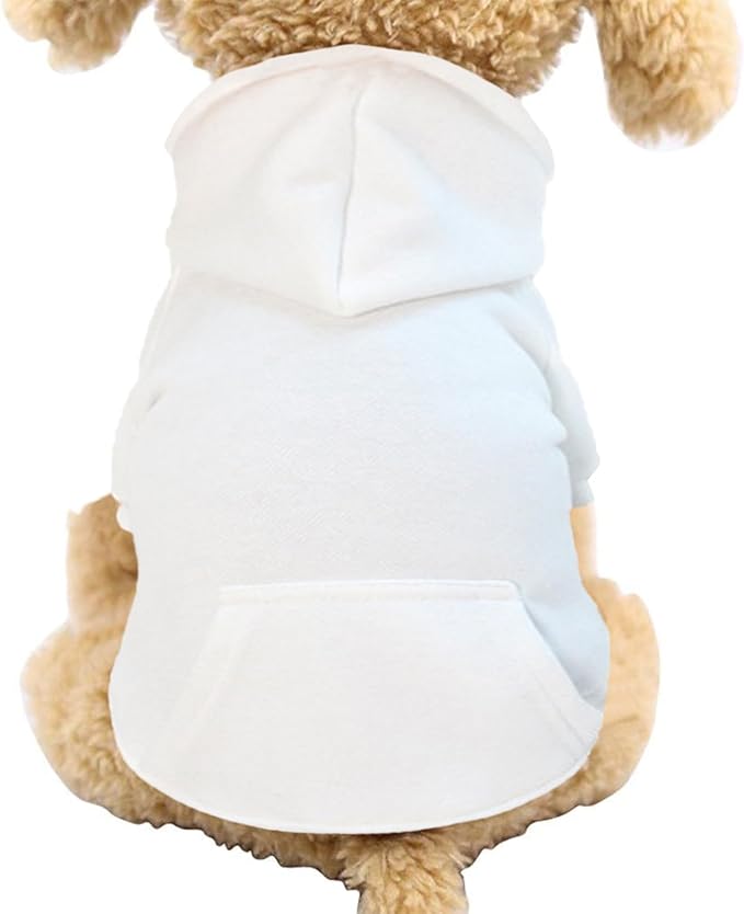 Jecikelon Winter Dog Hoodie Sweatshirts with Pockets Warm Dog Clothes for Small Dogs Chihuahua Coat Clothing Puppy Cat Custume (White, XX-Small)