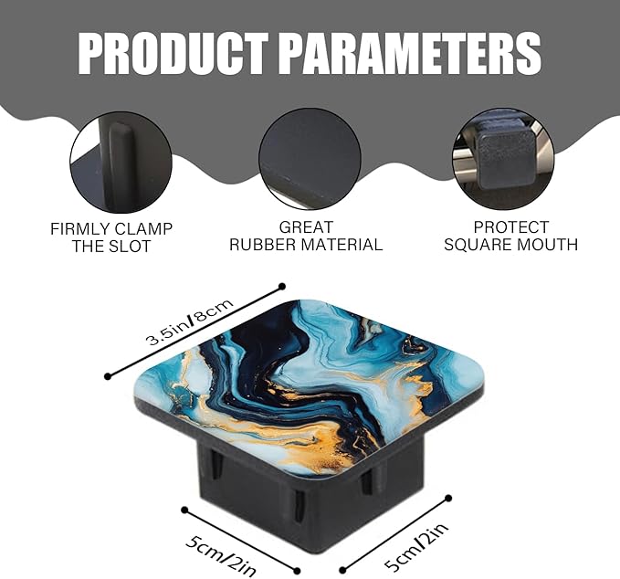 Hitch Cover Fits for 2-Inch Hitch,Stylish Gold Blue Marble Abstract Painting Creative Rubber Trailer Hitch Cover Tube Plug Insert,Car Exterior Accessories, Receiver Tube Hitch Plug