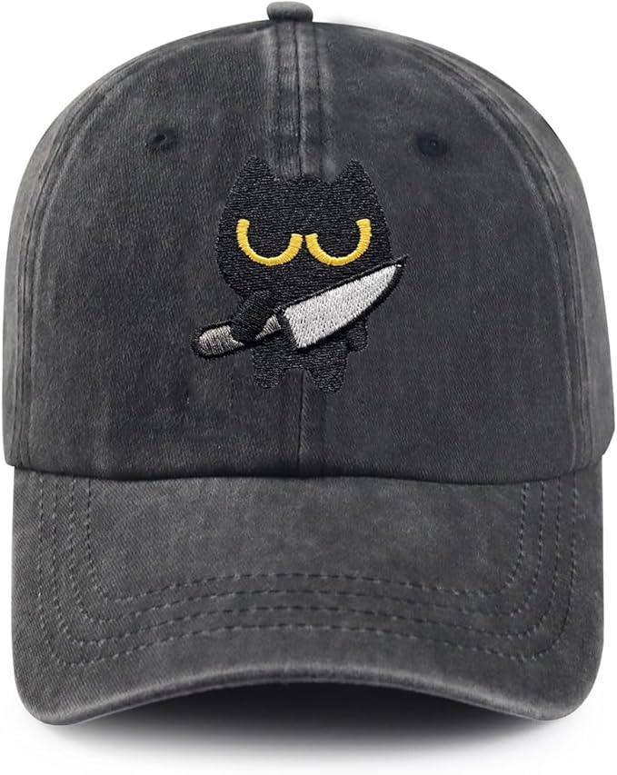 Black Cat Hat,Ragdoll Cat Embroidered Adjustable Cotton Baseball Cap for Men Women,Gifts for Cat Lovers