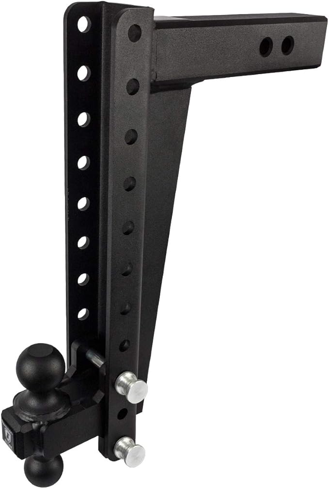 BulletProof Hitches - 2.5" Adjustable Heavy Duty Trailer Hitch (22,000 lb. Rating) - 16" Drop/Rise Trailer Hitch with 2" & 2-5/16" Dual Ball - Powder Coat, Solid Steel, Corrosion-Resistant