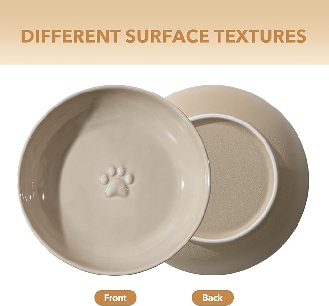 5.7'' Ceramic Wide Whisker Friendly Cat Dishes, Set of 3 Ceramic Cat Bowls, 3 Colors Indoor Kitten Feeding Food& Water Dish to Prevent Whisker Fatigue(3 Pcs)