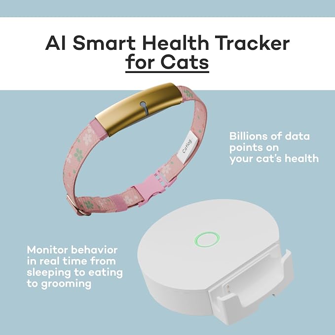Health Tracker for Cats - Smart Cat Collar with Safety Breakaway Buckle for Indoor Cats, Wellness Alerts, Real-time Monitoring (Forest, XS)
