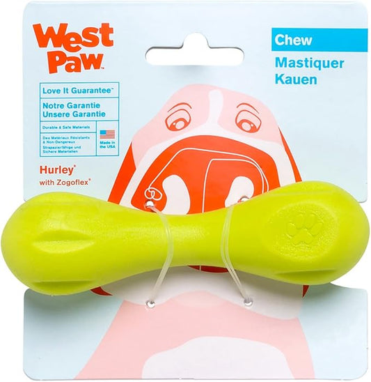 WEST PAW Zogoflex Hurley Dog Bone Chew Toy – Floatable Pet Toys for Aggressive Chewers, Catch, Fetch – Bright-Colored Bones for Dogs – Recyclable, Dishwasher-Safe, Non-Toxic, X-Small, Granny Smith