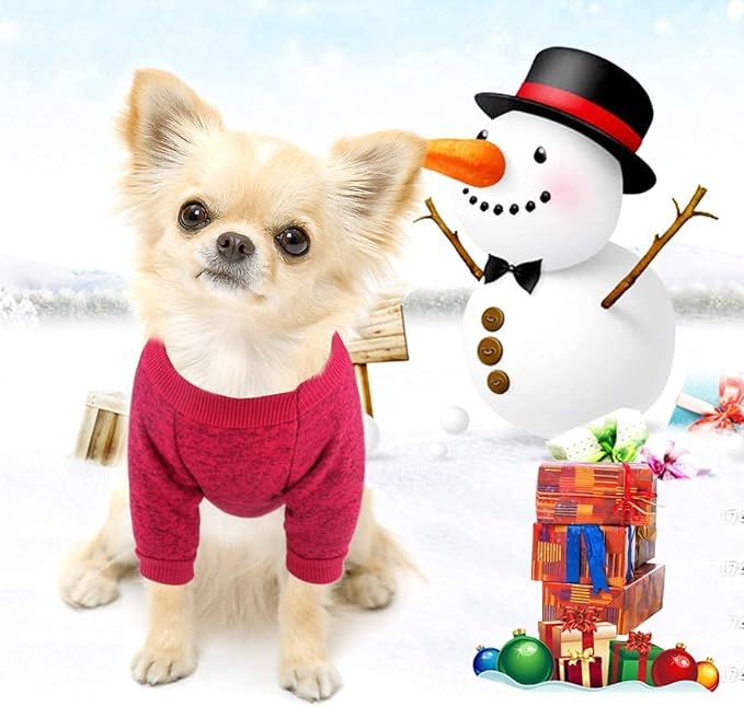 Idepet Pet Dog Classic Knitwear Sweater, Fleece Coat for Small,Medium Dog,Warm Pet Dog Cat Clothes,Soft Puppy Customes (M, WineRed)