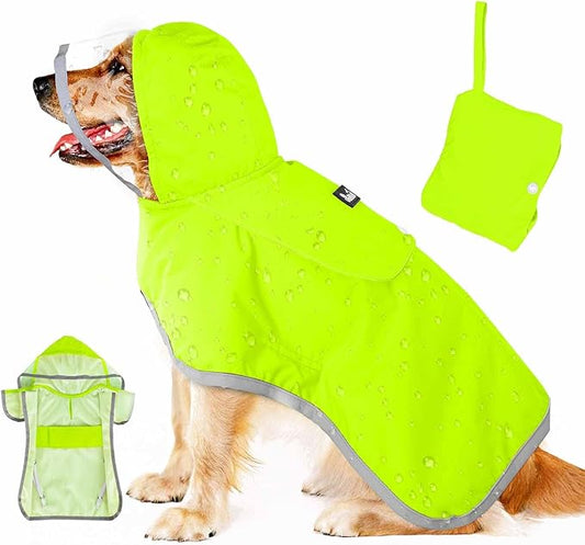 Lukovee Dog Raincoat, Adjustable Dog Rain Jacket with Clear Hooded Double Layer for Large Medium Small Dogs Puppies, Waterproof Rain Coat Poncho with Reflective Storage Pocket & Rim (VL,XL)