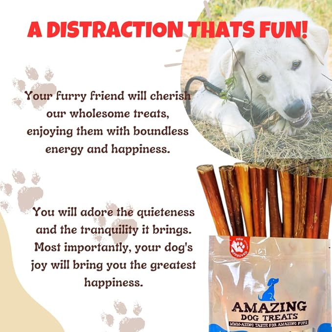 Amazing Dog Treats - 4-6 Inch Variety Bully Sticks (10 oz) - All Natural Rawhide Alternative - Long Lasting Dog Treats - No Hide Dog Chew- 100% Beef - Promotes Canine Dental Health