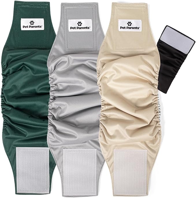 Pet Parents® Washable Belly Bands for Male Dogs (3pack) + Extendrs® of Durable Dog Diapers Male, Premium Male Dog Diapers & Dog Wraps (Small, Spruce)