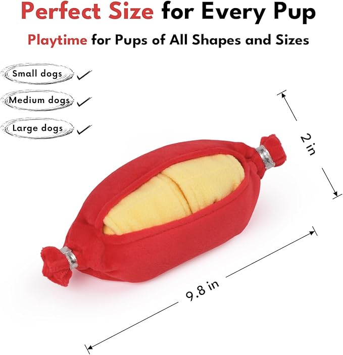 CHEWFFON Sausage Dog Toy, Interactive Crinkle Puzzle Toy, Snuffle Puppy Toy for Boredom, Enrichment Nose Work Toys, Great for All Dog Sizes