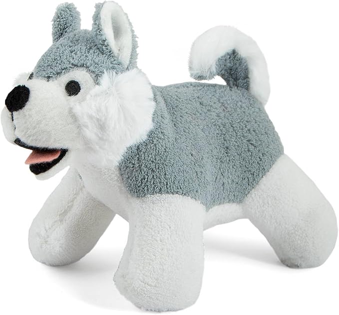 Jeffers Pet Animal Cuddlers Plush Dog Toy with Squeaker, 8" – Soft, Interactive Puppy Toy for Small & Medium Breeds, Indoor or Outdoor Play, Fetch, Snuggle, Great Gift for Christmas - Gray Husky