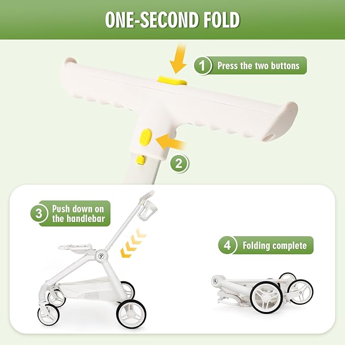 TT Lightweight Pet Stroller for Small Dogs & Cats - 4-Way Installation Carrier, One-Hand Fold, 180° Canopy Cover & Adjustable Handle (Green)