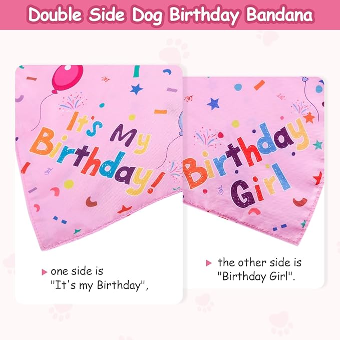 Dog Birthday Decorations, Dog Birthday Hat with Numbers for Large Medium Small,Pet Supplies (Pink)