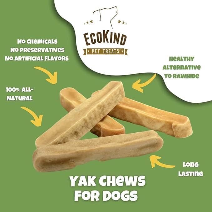 EcoKind Premium Gold Yak Cheese Himalayan Dog Chews, Dog Treats Large Breed, All Natural, High Protein, for Aggressive Chewers, Large - 3 Chews