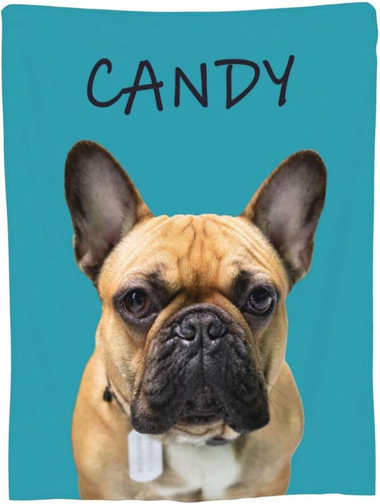 Funnylife Custom Pet Portrait Blankets 40" x 50" Personalized Dog Photo Blanket for Dog Dad & Mom Gifts for Pet Owner