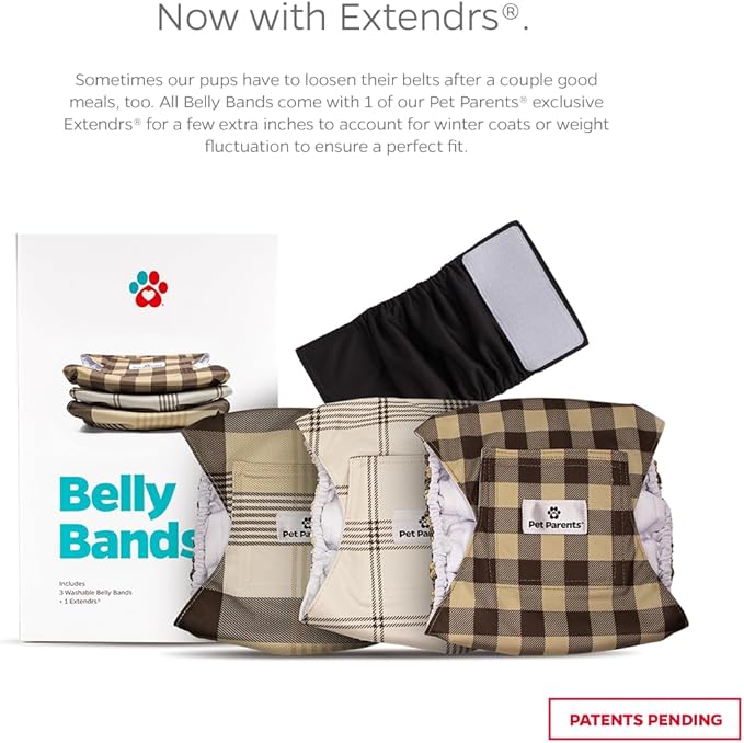Pet Parents® Washable Belly Bands for Male Dogs (3pack) + Extendrs® of Durable Dog Diapers Male, Premium Male Dog Diapers & Dog Wraps (Medium, Oxford)