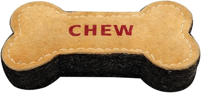 Natural Suede Leather Chew Toy for Adult Dogs, Puppies, | Tough, Durable, and Fun | Chewing Interactive Pet Toy (Bone Shape)