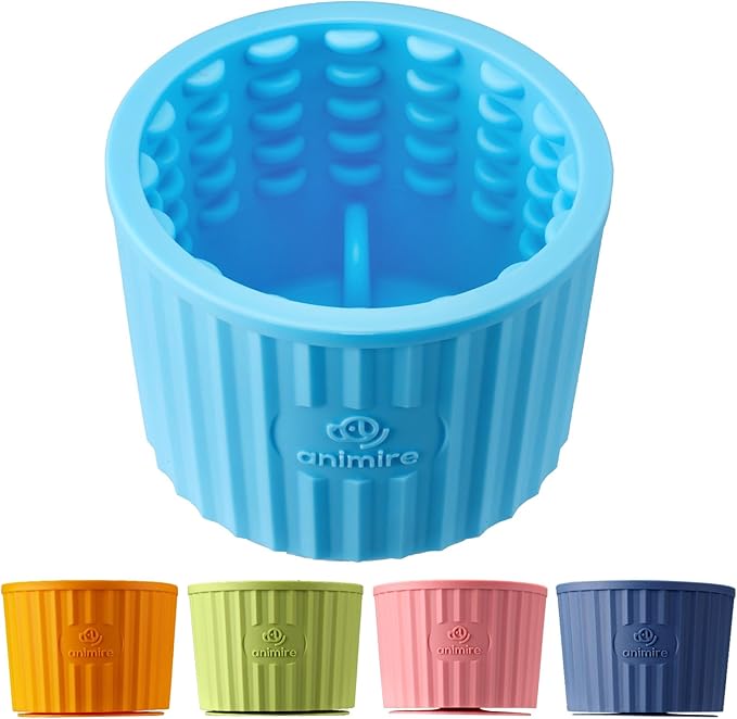 Dog Lick Bowl, Anxiety Relief Dog Licking Mat Freezer Treat Dispenser, Non-Slip Anti-Choking Silicone Slow Feeder Lick Bowl for Small Medium & Large Breed Dogs, BPA Free(Light Blue,S)