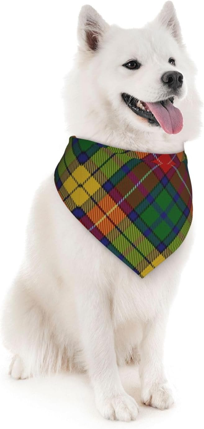 Scots Style Clan Buchanan Tartan Plaid Dog Bandana Scarf Triangle Bibs Pet Accessories Cat Kerchief