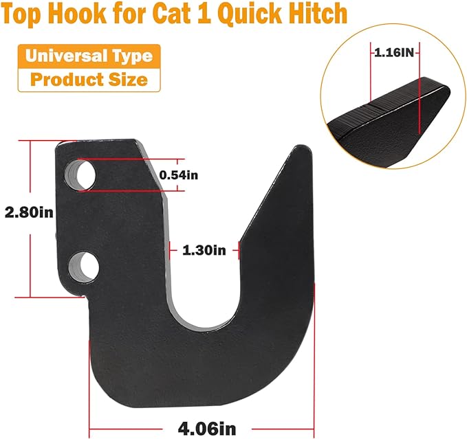 E-cowlboy Top Hook for Cat 1 Quick Hitch，Fit for Harbor Freight