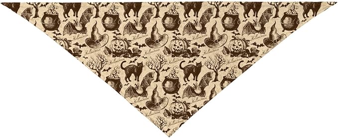 Vintage Halloween Bat Black Cat Witch Pumpkin Dog Bandana Scarf Triangle Bibs Pet Accessories Cat Kerchief