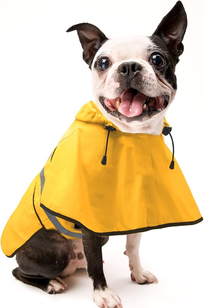 Candofly Dog Raincoat, Waterproof Dog Coat Reflective Dog Rain Jacket with Harness Hole, Hooded Pet Ponch Slicker for Large Dogs (XX-Large, Yellow)