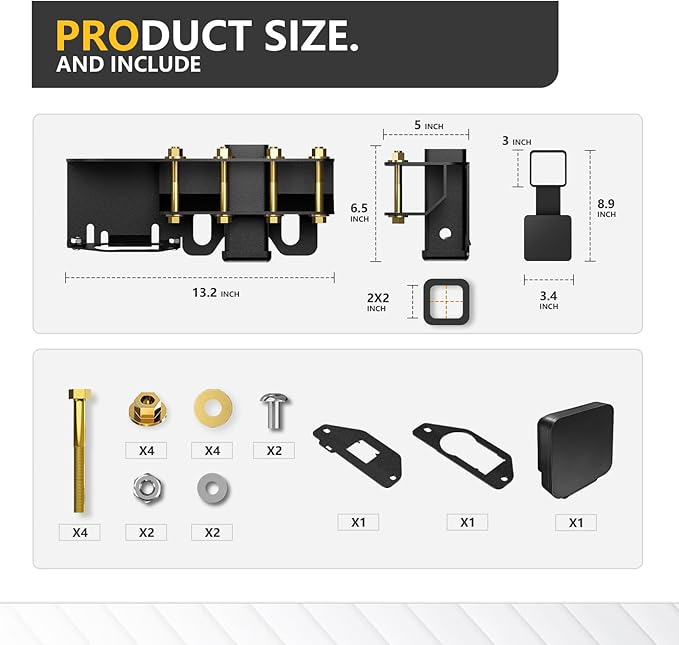 for Ford Bronco Hitch Tow Trailer Kit Compatible for 2021 2022 2023 2024 2025 Ford Bronco 2 Door & 4 Door Hitch Receiver with Cover, 2 Inch Rear Bumper Towing Hook (Exclude Bronco Sport)