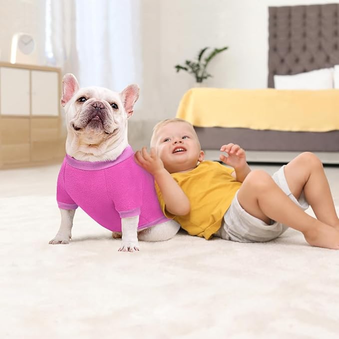 Idepet Unisex Dog & Cat Sweater Small Dogs & Cats Purple Fleece Pullover Sweatshirt Warm Winter Shirt Classic Cat Apparel