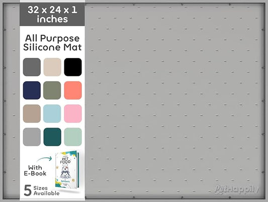 32x24x1” XL Dog Food Mat - All Purpose Under Sink Liner, Washer and Dryer Covers for The Top, Silicone Griddle Mat for Blackstone - Raised Edges Dog Mat for Food and Water Prevent Spill, Waterproof