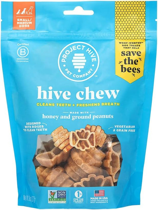 Hive Treats for Dogs Ñ Healthy, Non-GMO Project Verified, Natural Peanut Butter Flavored, Natural, Vegetarian Chews, Made in The USA (Hive Chews, Small Breeds)