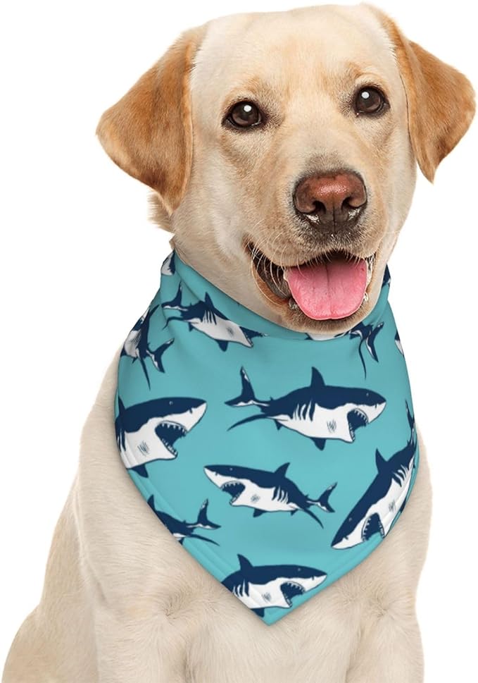 Ocean Shark Dog Bandana Scarf Triangle Bibs Pet Accessories Cat Kerchief