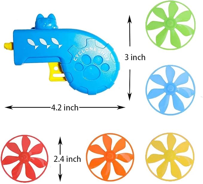 12 Pieces Cat Fetch Toy, Flying Pet Toys Saucer Launcher for Indoor, Disc Toys Training Chasing with Colorful Propellers, Pets Outdoor Toys