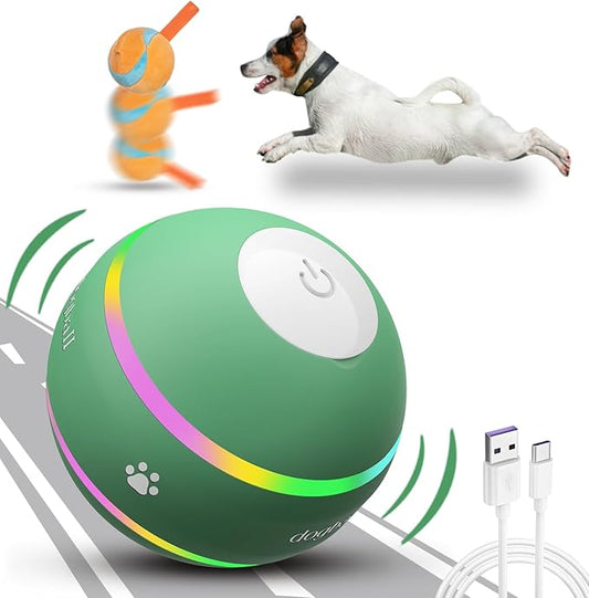 Dog Balls,The 3rd Generation Interactive Dog Toys for Puppy/Small/Medium/Large Dogs,Improved Rolling Effect Tennis Ball with Strap, Tough Motion Activated Automatic Moving Dog Ball Toys
