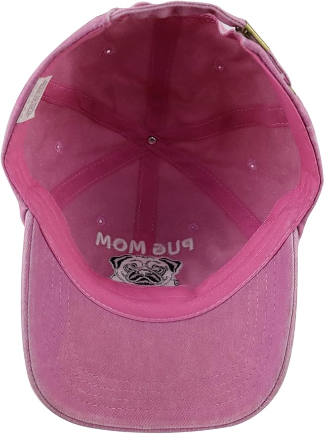 Dog Lover Hat for Men Women, Funny Adjustable Embroidered Cotton Pug Mom and Dad Baseball Cap
