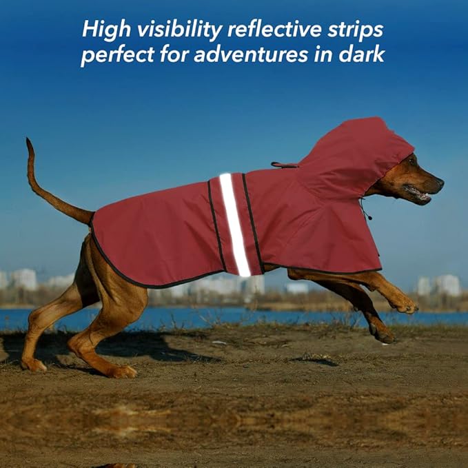 Reflective Dog Raincoat - Adjustable Hooded Pet Rain Coat Jacket, Waterproof Dog Slicker Poncho for Small to X- Large Dogs and Puppies (Red, X-Large)