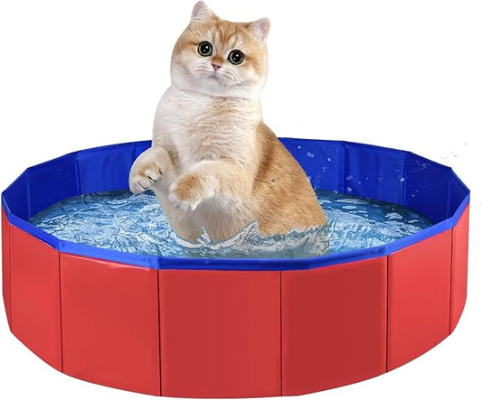 Enenes Foldable Dog Pool 24x8 Inch - Portable PVC Pet Swimming Pool & Bath Tub, Collapsible Ball Pit for Indoor/Outdoor Use, Puppy Bath Tub for Dogs, Cats, Puppies