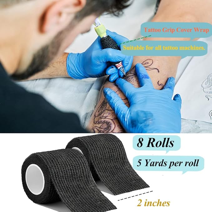 12 Pack Self Adhesive Bandage Wrap,2 Inches 5 Yards Black Vet Wrap Breathable Flexible Stretchy Cohesive Bandage for First Aid, Sprains Protection