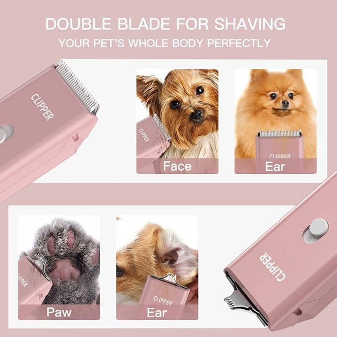Dog Cat Home Hair Waterproof Clipper Portable Electric USB Rechargeable Pet Grooming Tools Low Noise Shaver Cordless Trimmer for Small and Large Pets