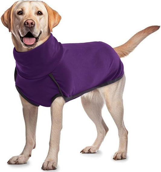 ROZKITCH Sweater for Dogs Large, Pet Windproof Warm Cold Weather Jacket Vest Cozy Jumpsuit Apparel Outfit Clothes for Walking Hiking Travel Sleep Purple XL
