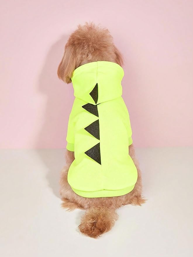 QWINEE Dinosaur Dog Hoodie Dog Warm Jacket Christmas Halloween Dog Costume Dog Clothes for Puppy Kitten Small Medium Dogs Cats Green L