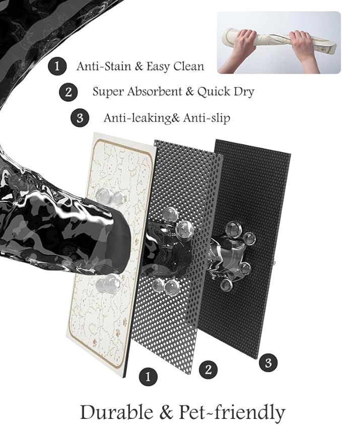 Pet Feeding Mat-Absorbent Dog Mat for Food and Water Bowl-No Stains Quick Dry Water Dispenser Mat-Dog Accessories Pet Supplies-Bowl for Messy Drinkers（FRAMEDOGS,17"x28"