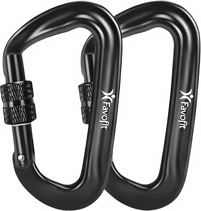 Heavy Duty Locking Carabiner Clips - Favofit 12KN (2697 lbs) Clips 3.2'' Small D Ring for Camping Hammock Hiking Dog Leashes Keychains - Perfect for Outdoor Enthusiasts