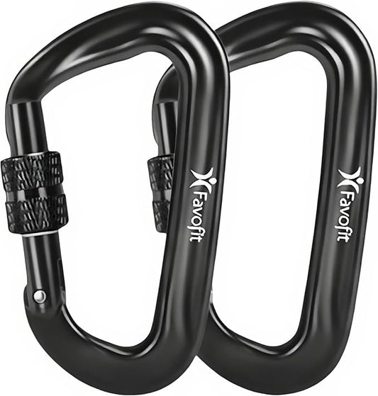 Heavy Duty Locking Carabiner Clips - Favofit 12KN (2697 lbs) Clips 3.2'' Small D Ring for Camping Hammock Hiking Dog Leashes Keychains - Perfect for Outdoor Enthusiasts