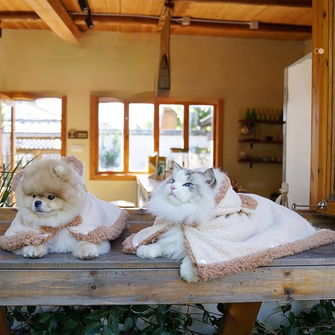 Pet Cape Blanket, Cape Blanket for Dogs, Cat Cape Blanket, 6 Styles Cute Soft Comfortable Flannel Dog Warm Cape (Letter Brown, Small)